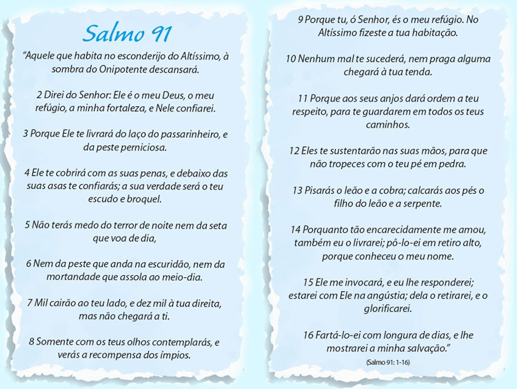 Salmo 91 - Letra para estudar e Imprimir